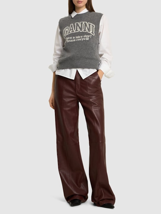 GANNI: Logo wool blend vest - women_1 | Luisa Via Roma