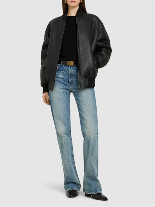 MANOKHI: Mina shearling jacket - Black - women_1 | Luisa Via Roma