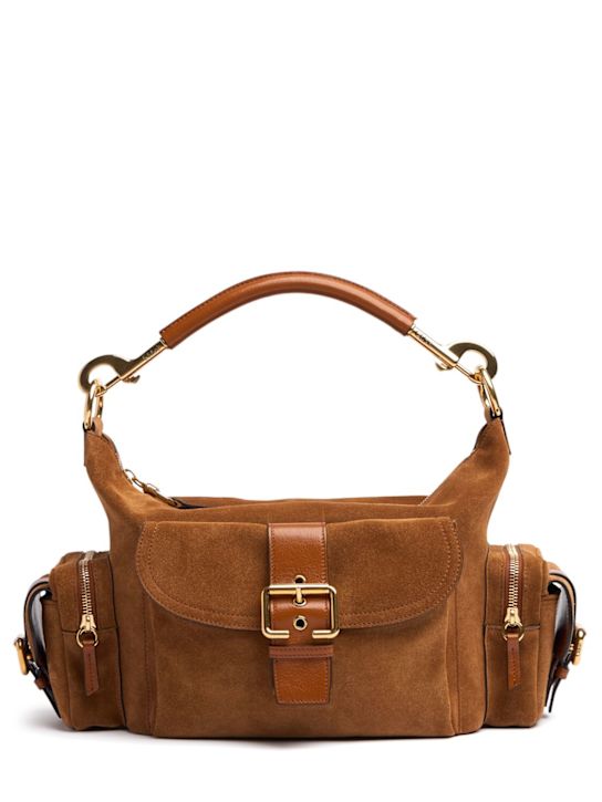 Chloé: Sac porté épaule en daim Camera - Brun Roux - women_0 | Luisa Via Roma