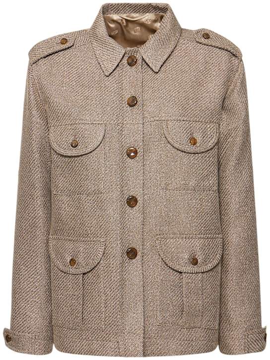Blazé Milano: Sahariana linen blend jacket - Beige - women_0 | Luisa Via Roma