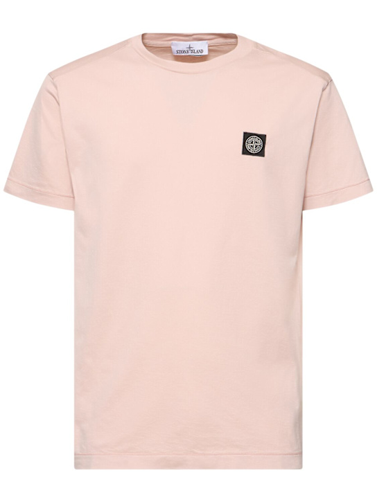 Stone Island: Logo cotton t-shirt - Antikrosa - men_0 | Luisa Via Roma