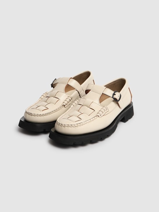 Hereu: 25mm Soller Sport leather loafers - Off White - women_2 | Luisa Via Roma