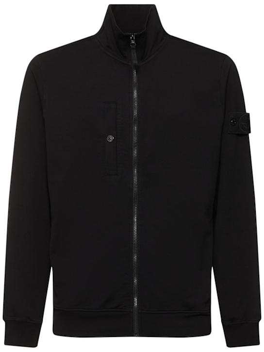 Stone Island: Ghost zip cardigan - Nero - men_0 | Luisa Via Roma