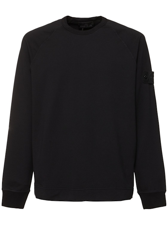Stone Island: Sudadera con cuello redondo - Negro - men_0 | Luisa Via Roma