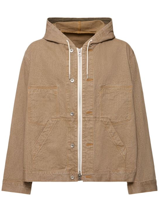 Sacai: Denim hoodie - Beige - men_0 | Luisa Via Roma
