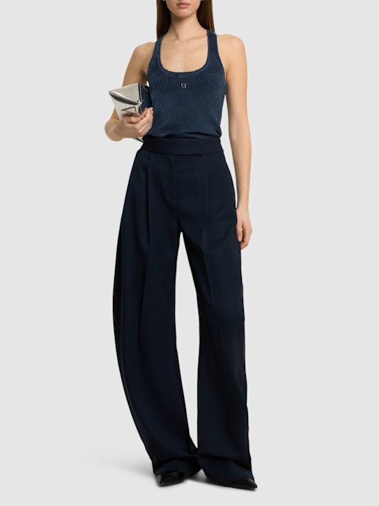 Giuseppe Di Morabito: Ribbed stretch cotton tank top - Blue - women_1 | Luisa Via Roma