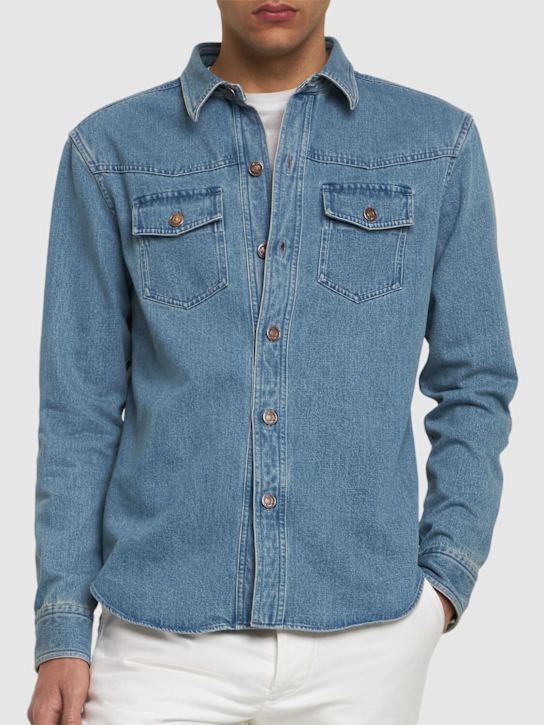Tom Ford: Washed cotton denim jacket - Blue - men_2 | Luisa Via Roma