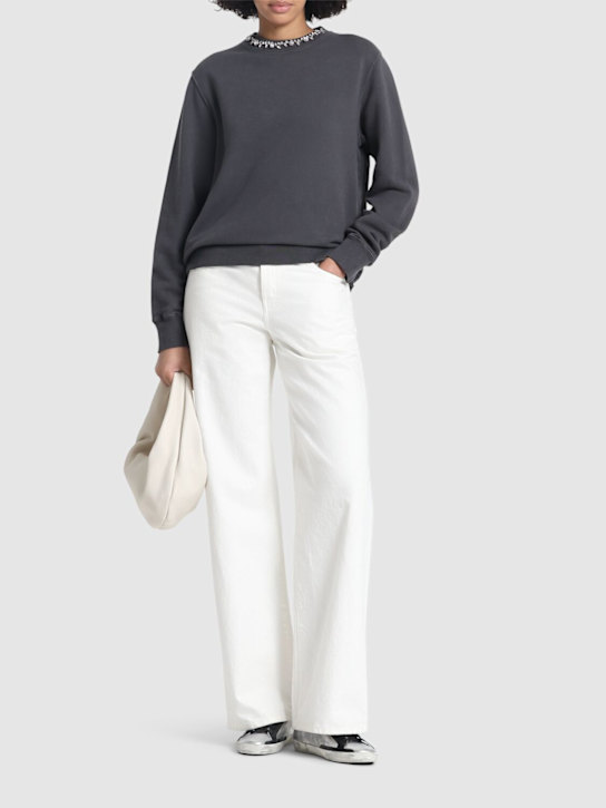 Golden Goose: Golden regular distressed sweatshirt - Grey - women_1 | Luisa Via Roma