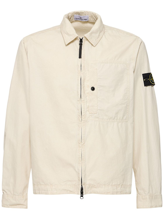 Stone Island: Zipped cotton overshirt - men_0 | Luisa Via Roma