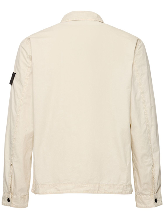 Stone Island: Zipped cotton overshirt - men_3 | Luisa Via Roma