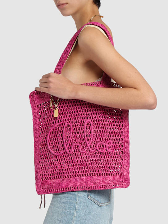 Chloé: Borsa tote Summer Banana in crochet - Fuchsia Rose - women_1 | Luisa Via Roma