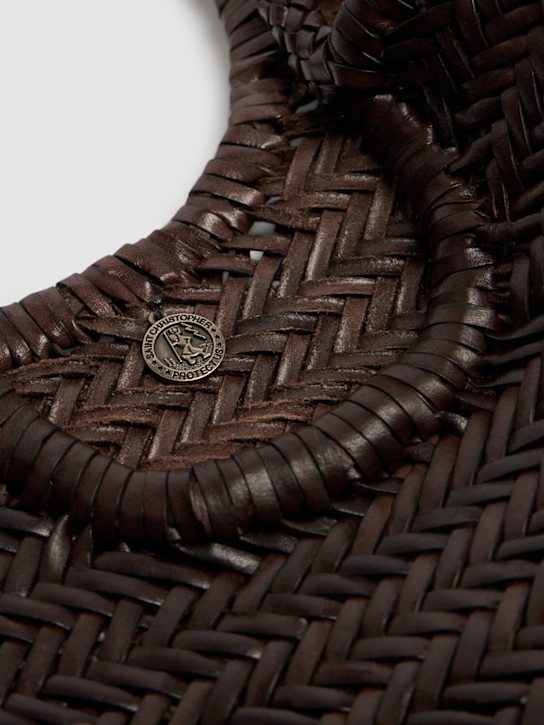 Dragon Diffusion: Big Nantucket woven leather basket bag - Dark Brown - women_3 | Luisa Via Roma