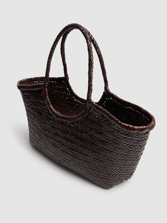 Dragon Diffusion: Big Nantucket woven leather basket bag - Dark Brown - women_4 | Luisa Via Roma
