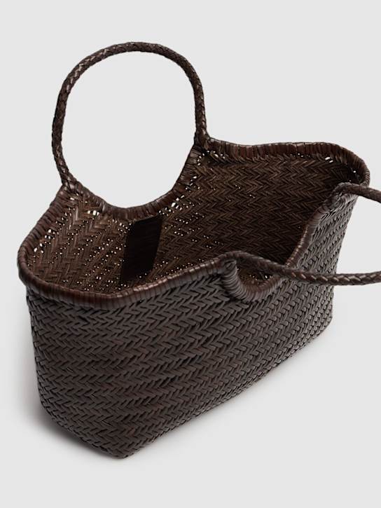 Dragon Diffusion: Big Nantucket woven leather basket bag - Dark Brown - women_5 | Luisa Via Roma