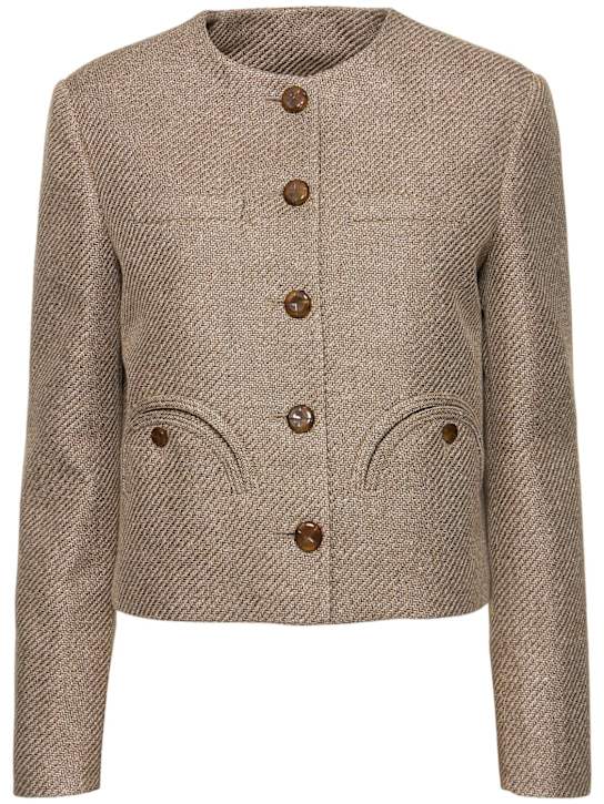 Blazé Milano: Shamo linen blend bolero jacket - women_0 | Luisa Via Roma