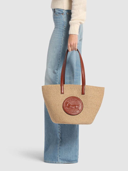 Chloé: Horse Medallion paper tote bag - Sepia Brown - women_1 | Luisa Via Roma