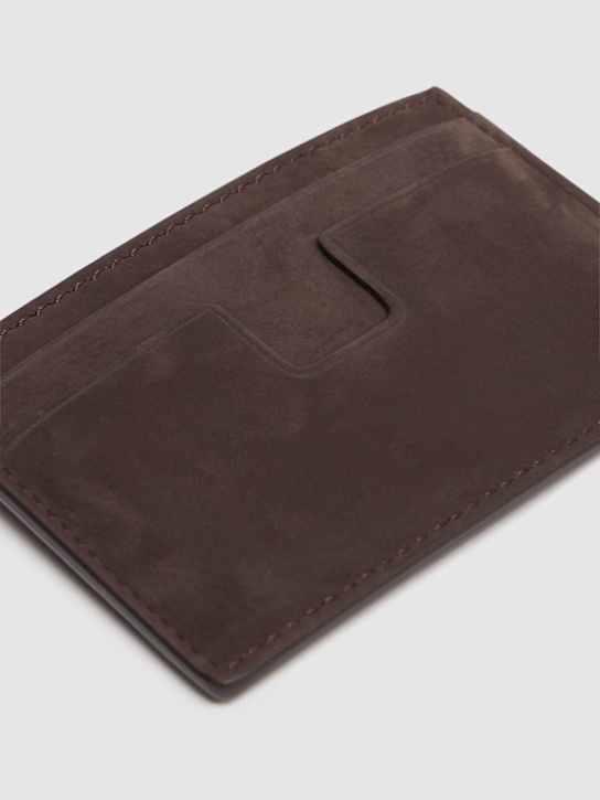 Tom Ford: T-line nubuck cardholder - Deep Umber - men_2 | Luisa Via Roma