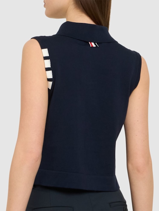 Thom Browne: 棉质针织马甲 - 海军蓝 - women_2 | Luisa Via Roma