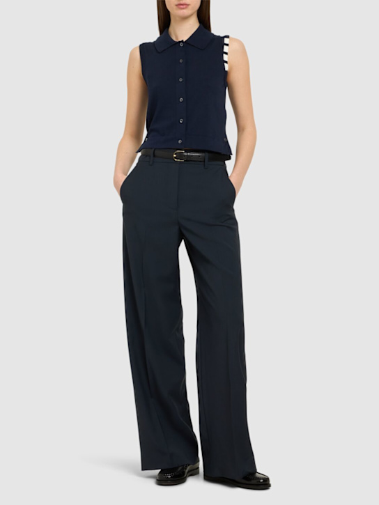 Thom Browne: 棉质针织马甲 - 海军蓝 - women_1 | Luisa Via Roma