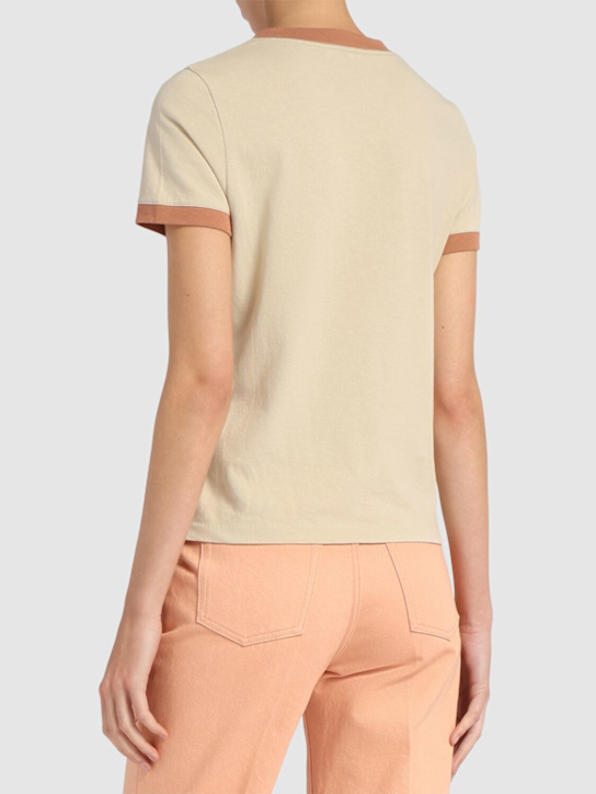 Chloé: Rubber print logo cotton t-shirt - Beige - women_2 | Luisa Via Roma