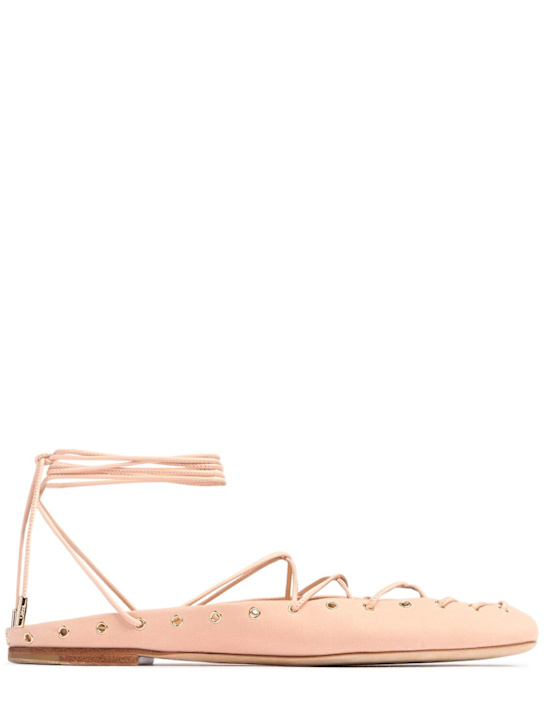 Chloé: 10mm Ghillies leather flats - Peachy Pink - women_0 | Luisa Via Roma
