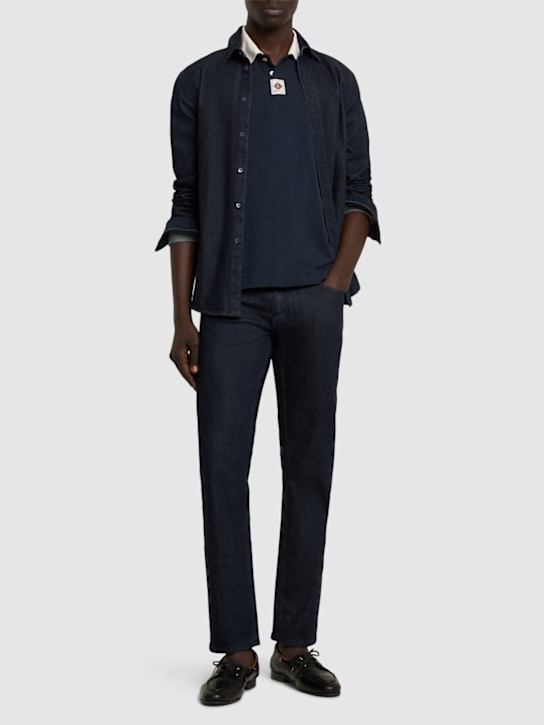Bally: Jersey Ribeiro polo - Blue White - men_1 | Luisa Via Roma