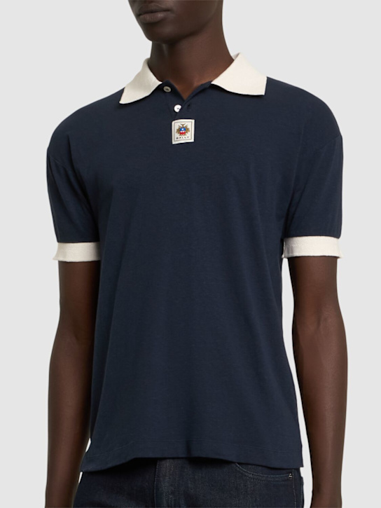 Bally: Jersey Ribeiro polo - Blue White - men_2 | Luisa Via Roma