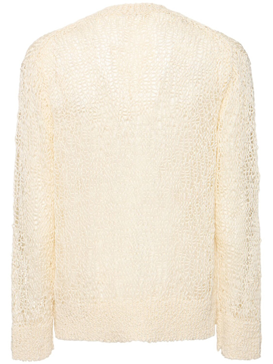 Jil Sander: Chunky open knit cotton sweater - Chalk - men_3 | Luisa Via Roma