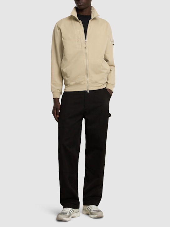 Stone Island: Ghost zip cardigan - Beige - men_1 | Luisa Via Roma