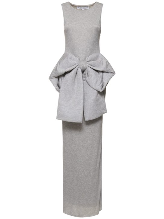 JW Anderson: Oversize bow sleeveless knit long dress - Light Grey - women_0 | Luisa Via Roma