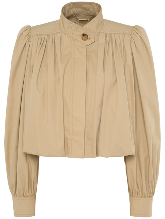 Chloé: Giacca in gabardina di cotone - women_0 | Luisa Via Roma