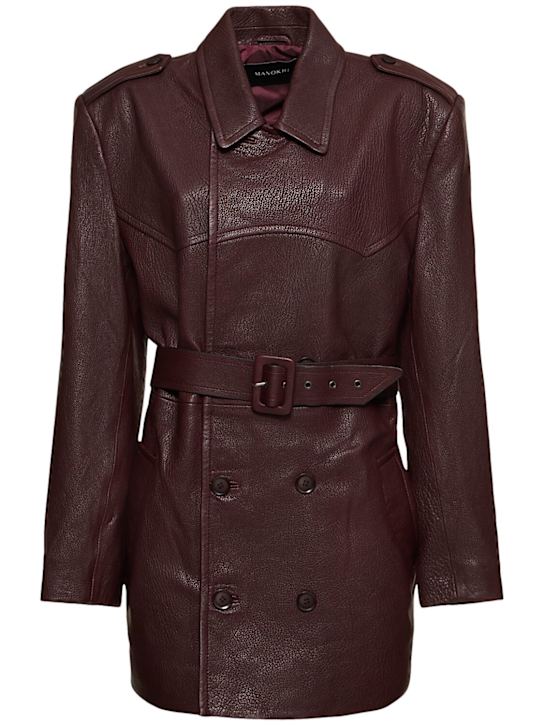 MANOKHI: Erika leather trench coat - women_0 | Luisa Via Roma