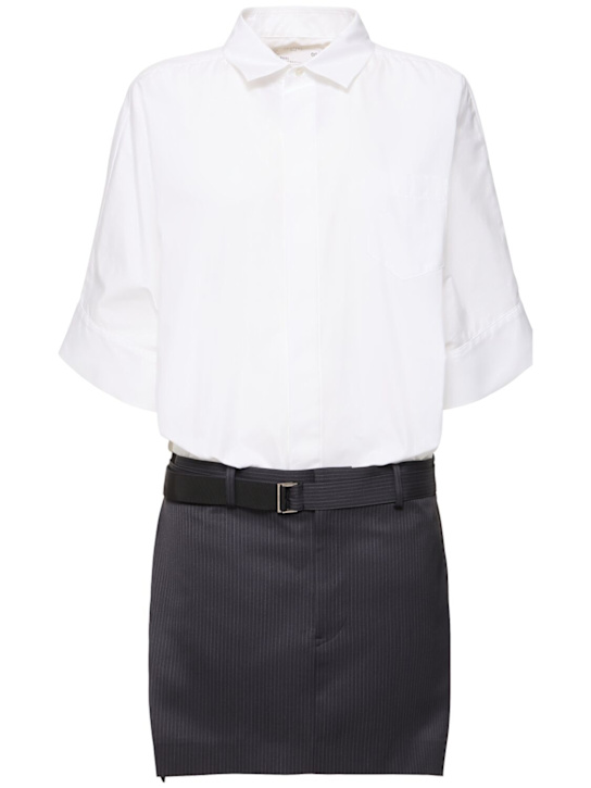 Sacai: Vestido corto - Negro/Blanco - women_0 | Luisa Via Roma