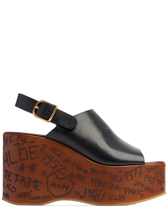 Chloé: 100mm Maxime leather wedges - women_0 | Luisa Via Roma
