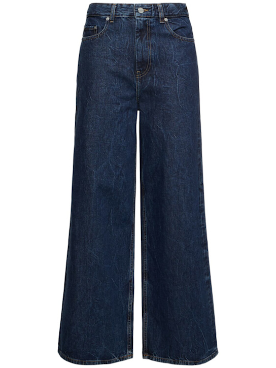 GANNI: Crinkled denim jeans - Blue - women_0 | Luisa Via Roma