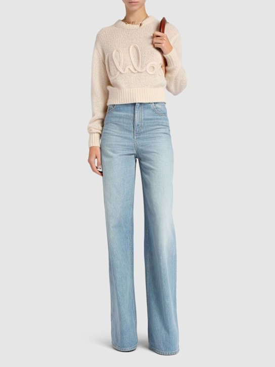 Chloé: Chloe signature hairy wool blend sweater - women_1 | Luisa Via Roma