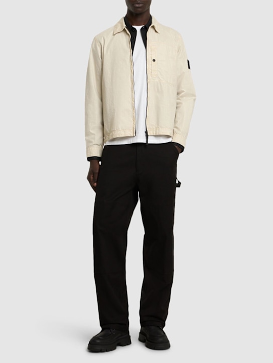 Stone Island: Zipped cotton overshirt - men_1 | Luisa Via Roma