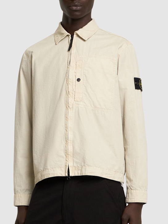 Stone Island: Zipped cotton overshirt - men_2 | Luisa Via Roma
