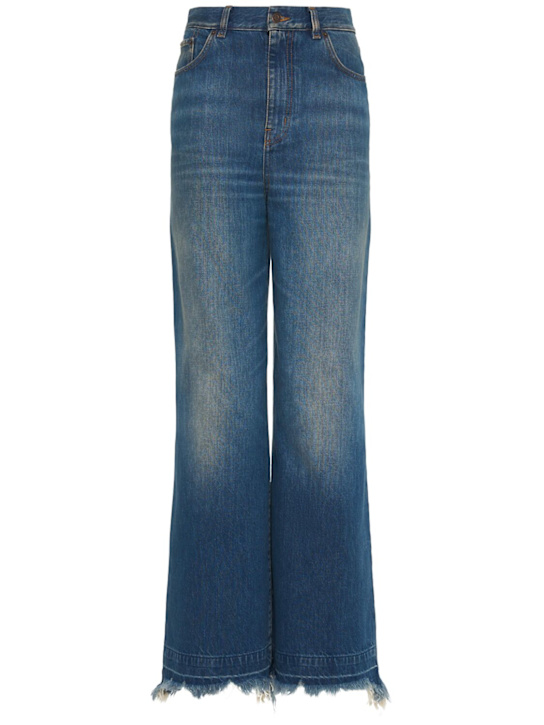 Chloé: High rise cotton denim wide jeans - women_0 | Luisa Via Roma