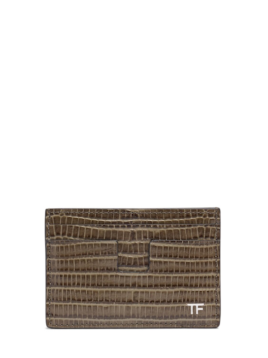 Tom Ford: Tejus T-line leather card holder - Slate - men_0 | Luisa Via Roma
