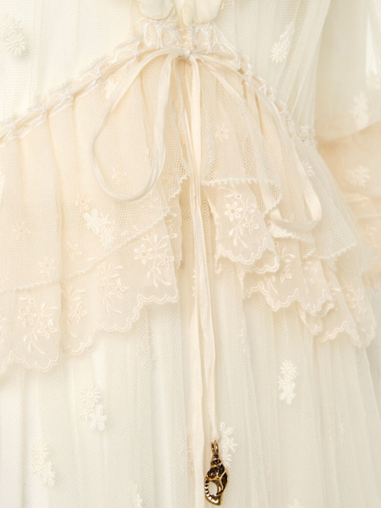 Chloé: Embroidery lace lingerie long dress - Dusty White - women_4 | Luisa Via Roma