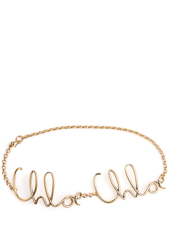 Chloé: 双logo黄铜腰带 - 金色 - women_0 | Luisa Via Roma