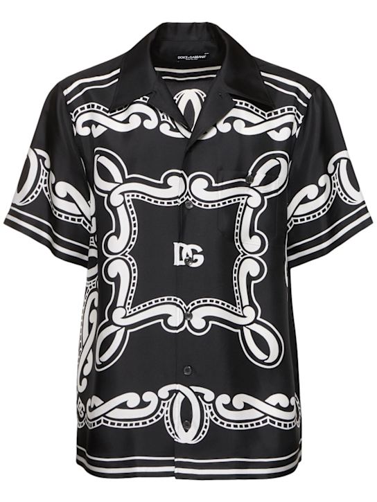Dolce&Gabbana: Bandana printed silk twill shirt - men_0 | Luisa Via Roma