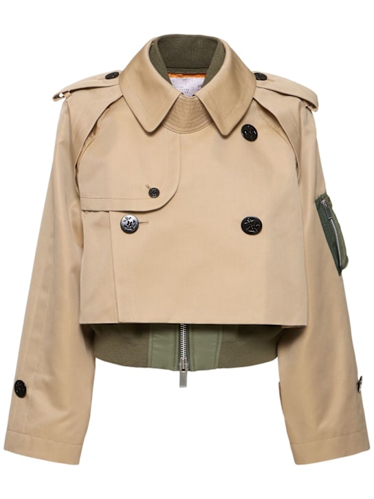 Sacai: Cotton blend gabardine & twill jacket - women_0 | Luisa Via Roma