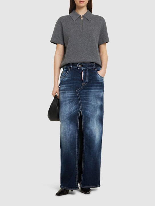 Dsquared2: Gonna vita alta in denim scolorito - women_1 | Luisa Via Roma