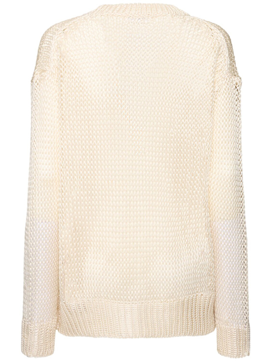Jil Sander: Open knit silk sweater - Beige - women_3 | Luisa Via Roma