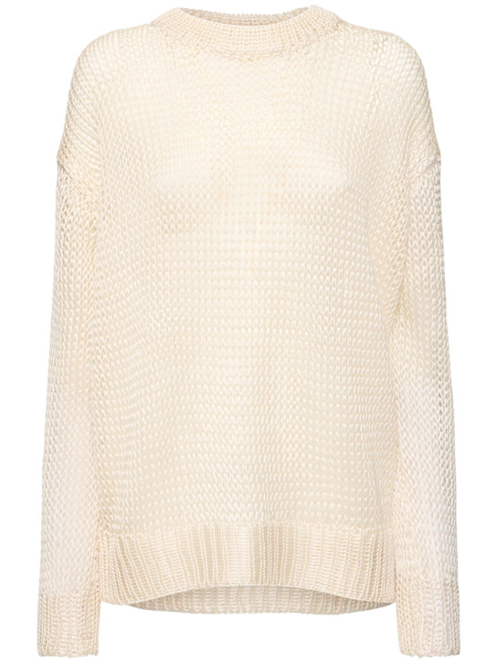 Jil Sander: Open knit silk sweater - Beige - women_0 | Luisa Via Roma