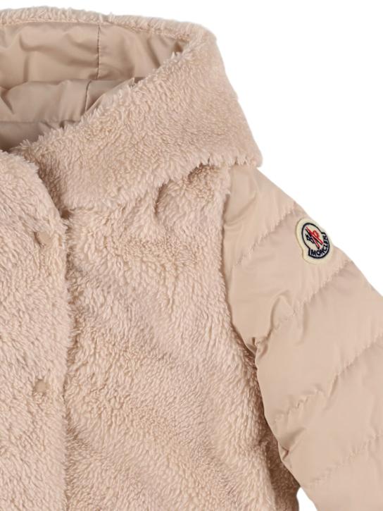 Moncler: Piumino Jerima in teddy techno - Beige Chiaro - kids-girls_1 | Luisa Via Roma