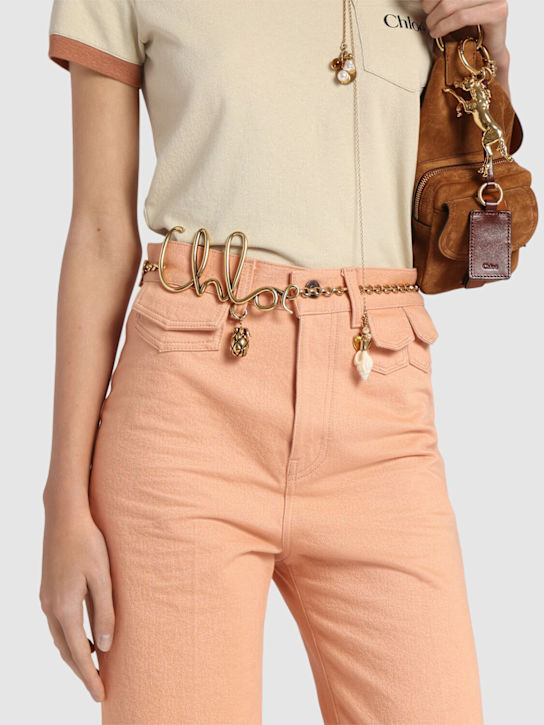 Chloé: 双logo黄铜腰带 - 金色 - women_1 | Luisa Via Roma