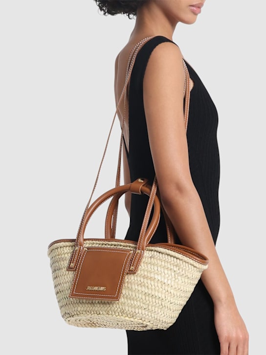 Jacquemus: Borsa Le Petit Panier Soli in rafia e pelle - women_1 | Luisa Via Roma